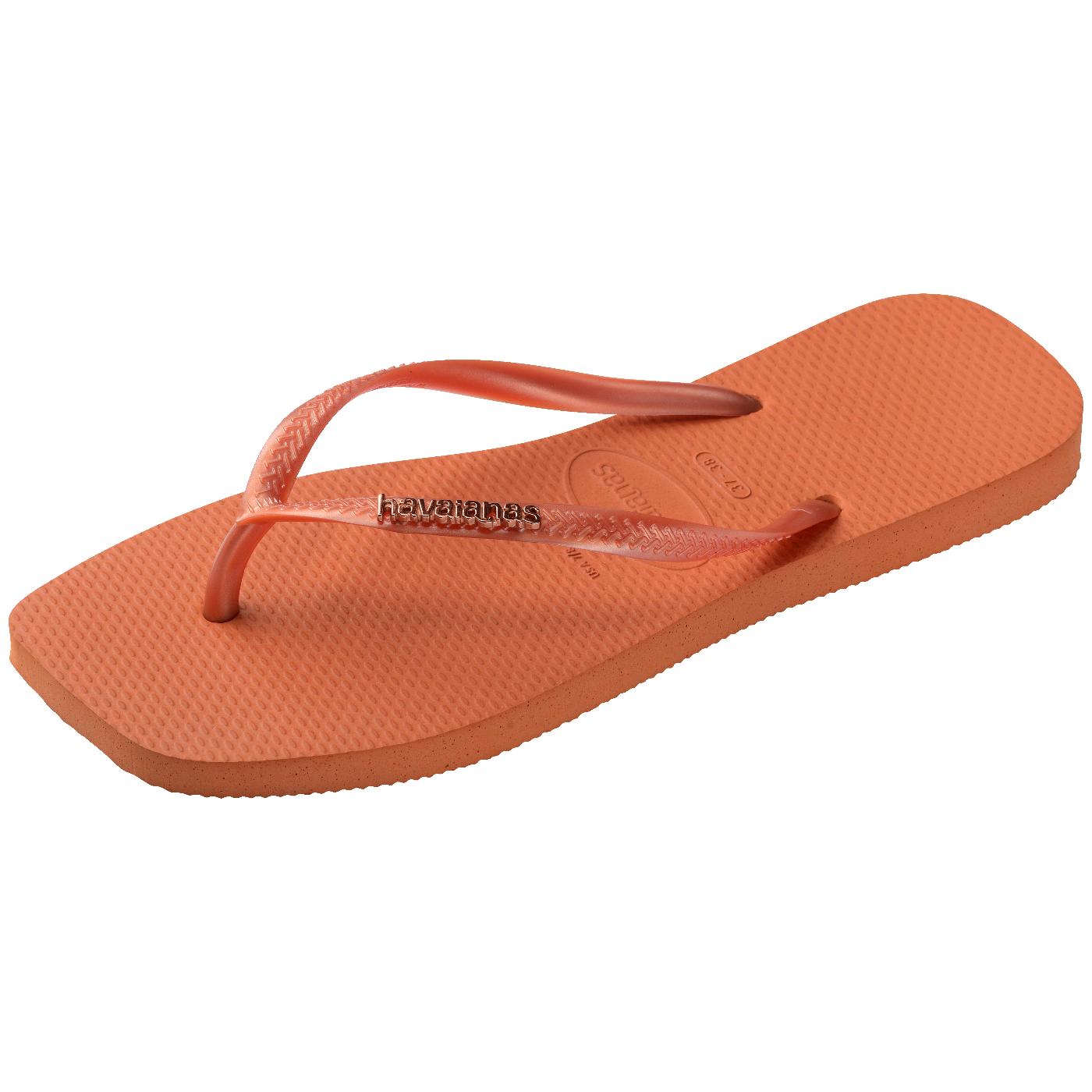 Slim Square Logo Metallic Flip Flops