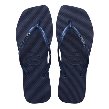 Slim Square Logo Metallic Flip Flops