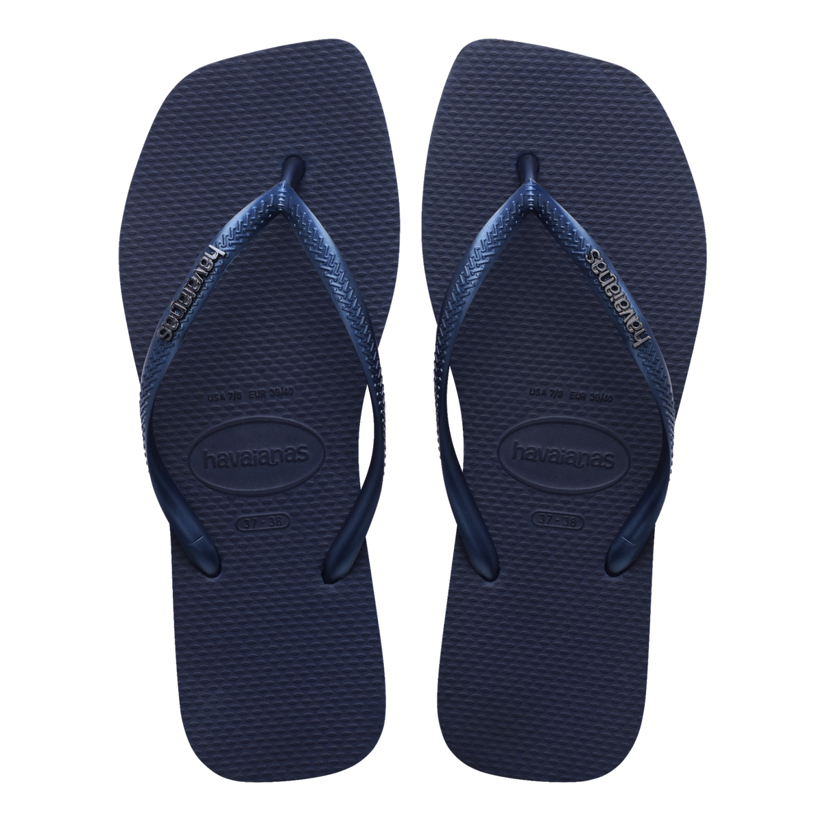 Slim Square Logo Metallic Flip Flops