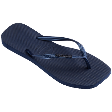 Slim Square Logo Metallic Flip Flops