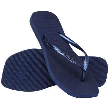 Slim Square Logo Metallic Flip Flops