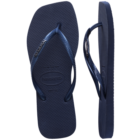 Slim Square Logo Metallic Flip Flops