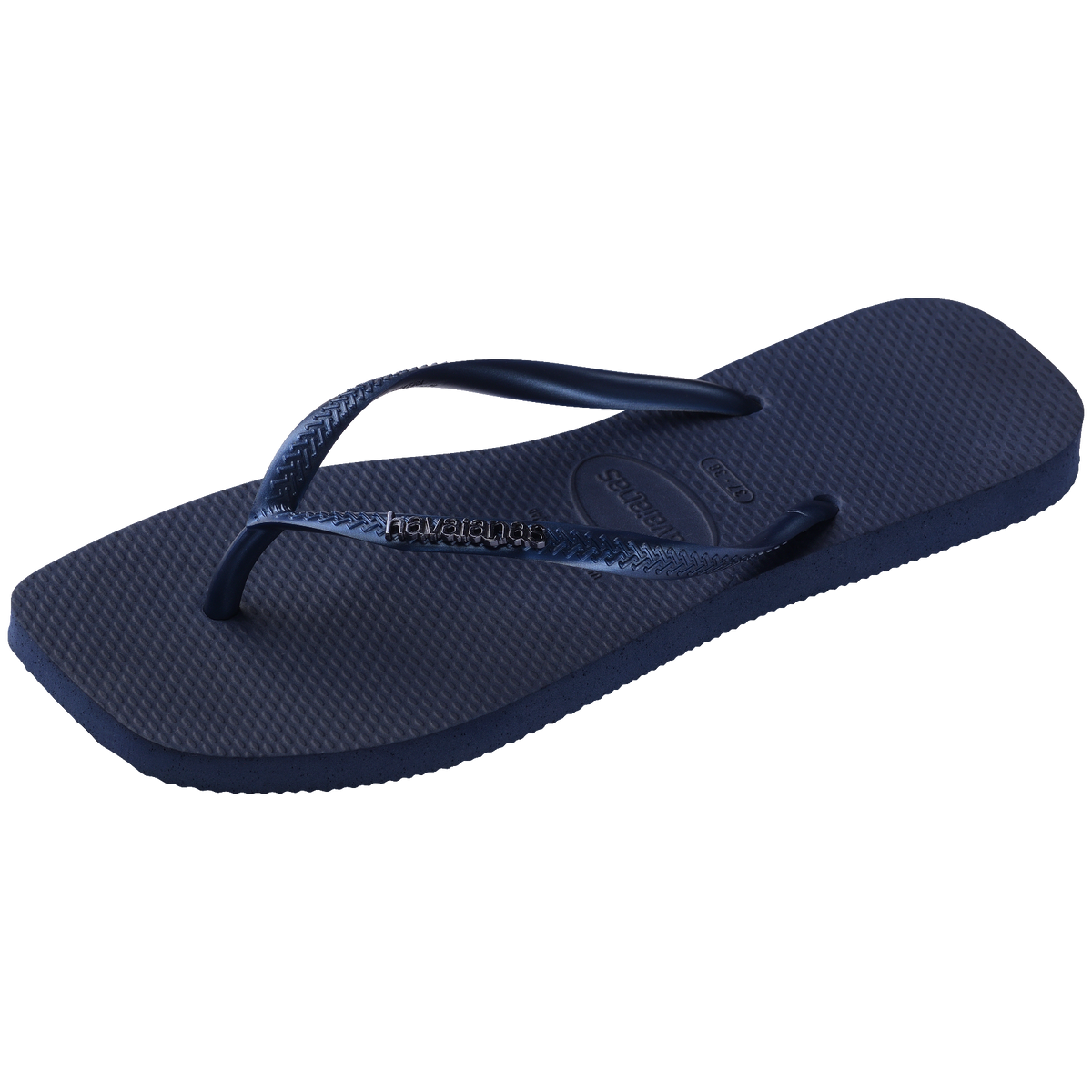 Slim Square Logo Metallic Flip Flops