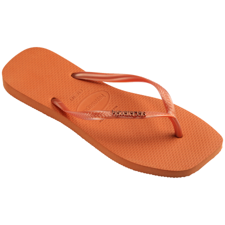 Slim Square Logo Metallic Flip Flops