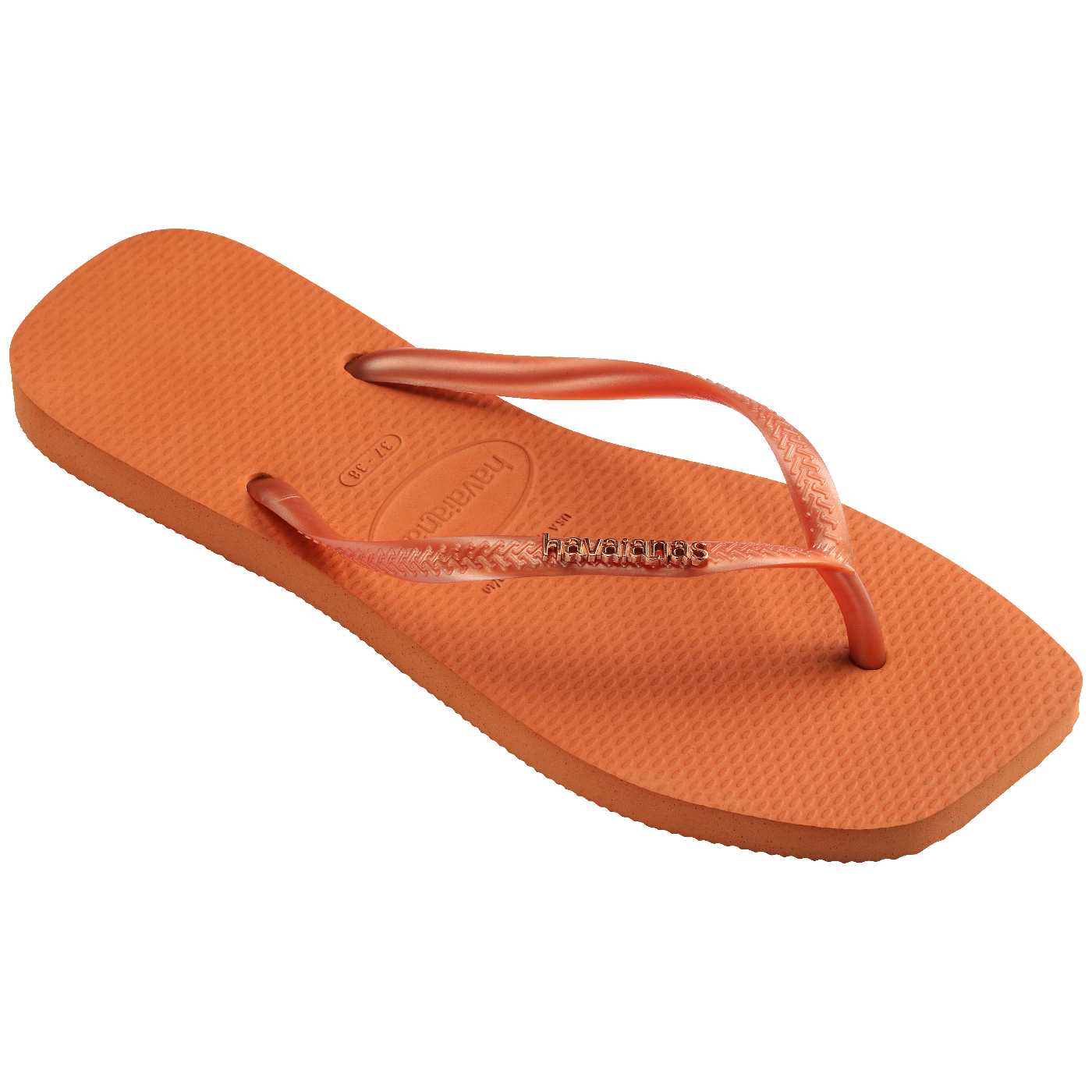 Slim Square Logo Metallic Flip Flops