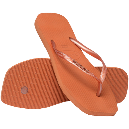 Slim Square Logo Metallic Flip Flops