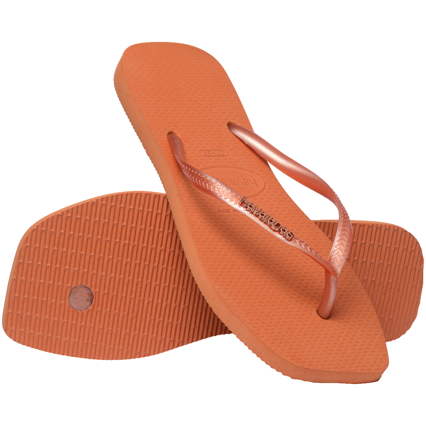 Slim Square Logo Metallic Flip Flops