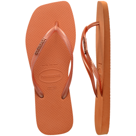 Slim Square Logo Metallic Flip Flops