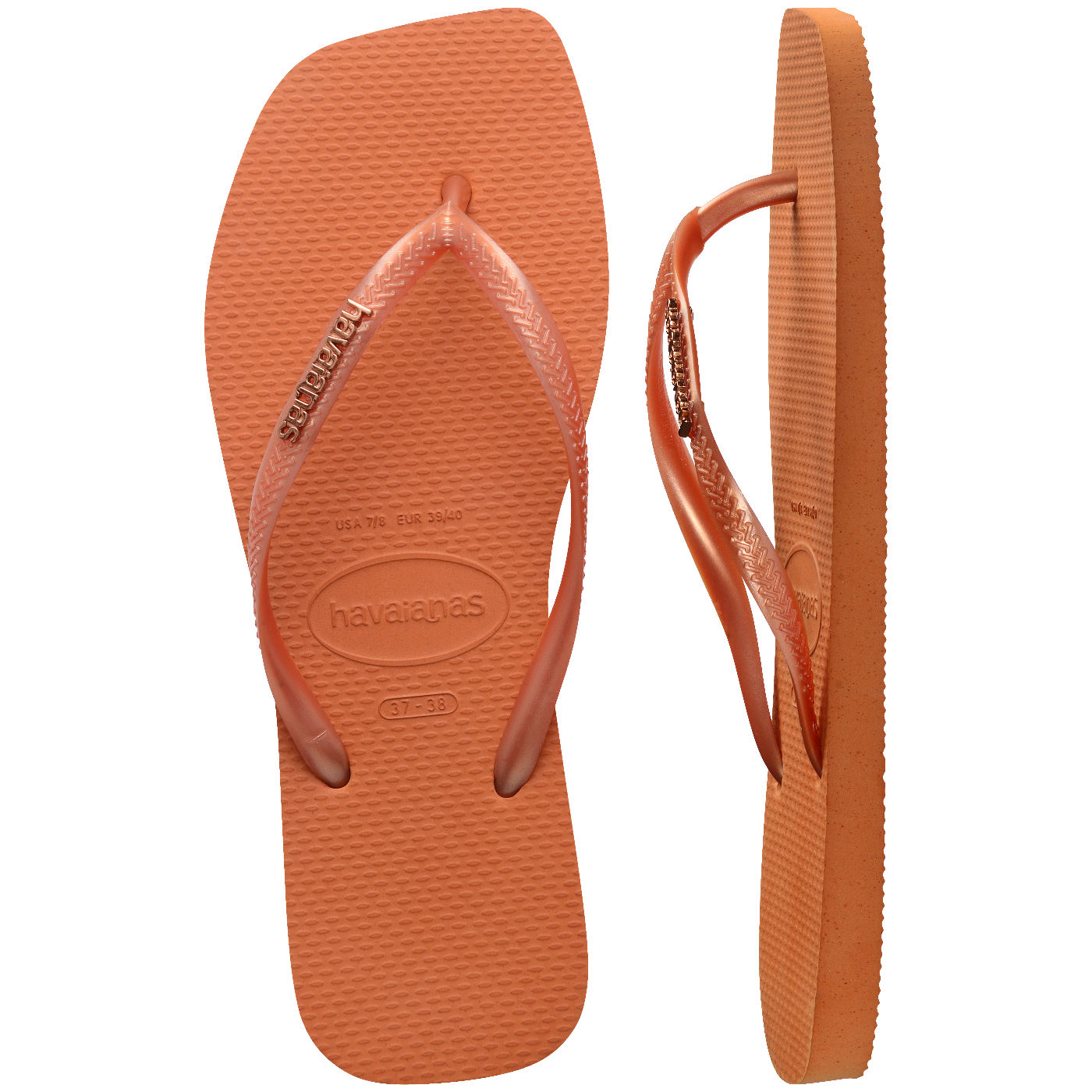 Slim Square Logo Metallic Flip Flops