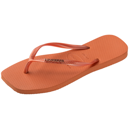 Slim Square Logo Metallic Flip Flops