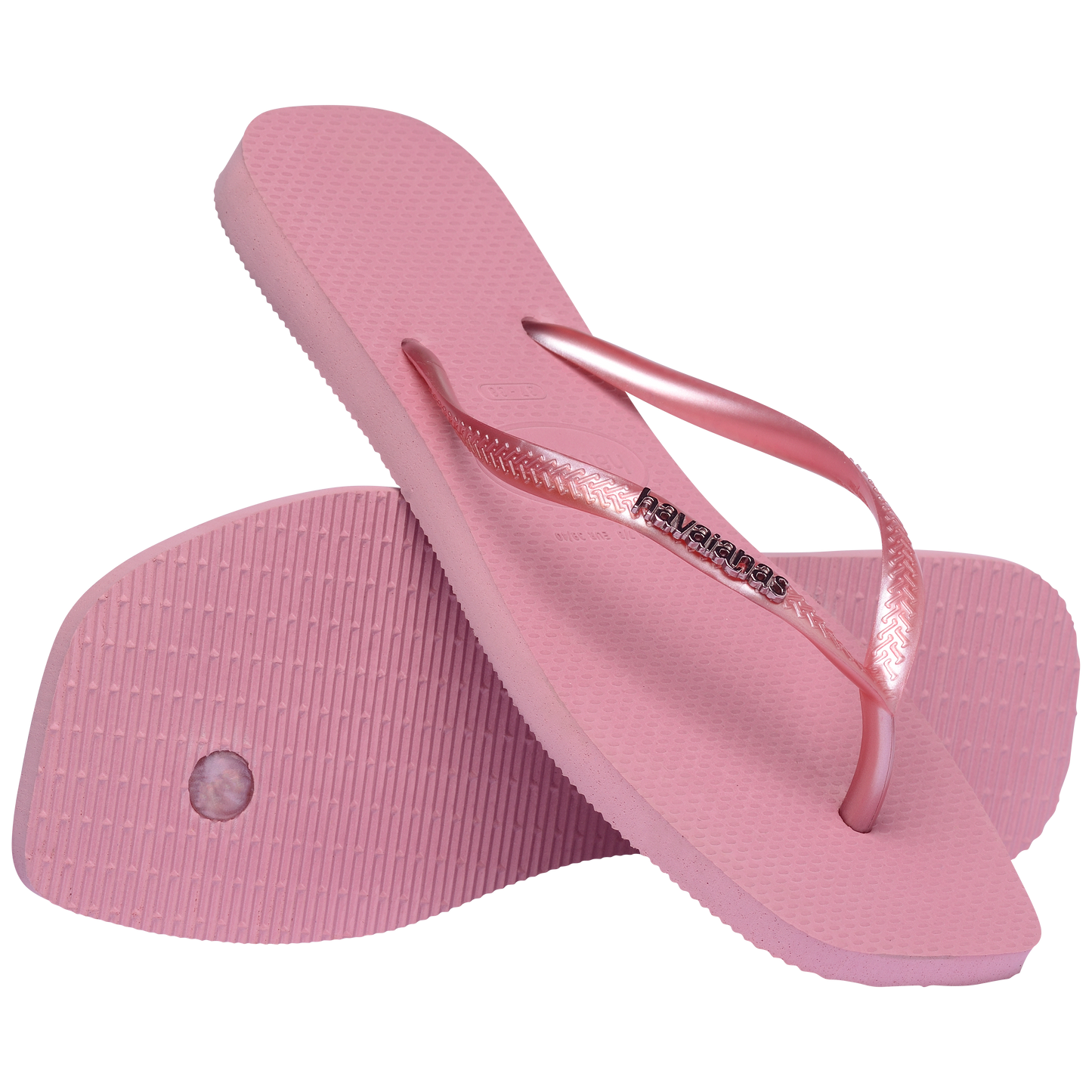 Slim Square Logo Metallic Flip Flop