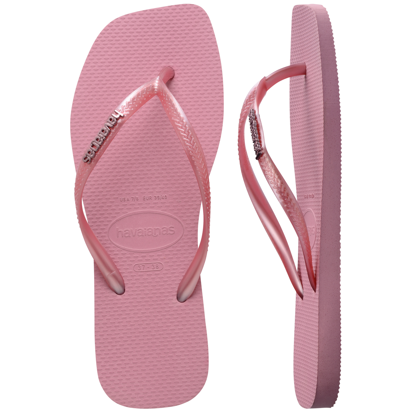 Slim Square Logo Metallic Flip Flop