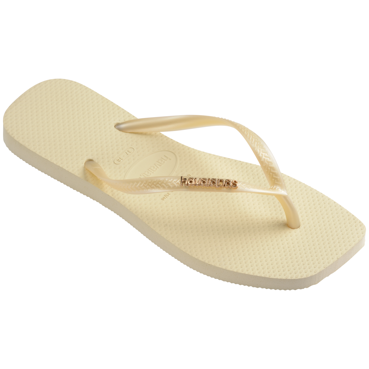 Slim Square Logo Metallic Flip Flop