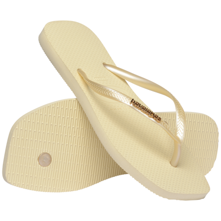 Slim Square Logo Metallic Flip Flop
