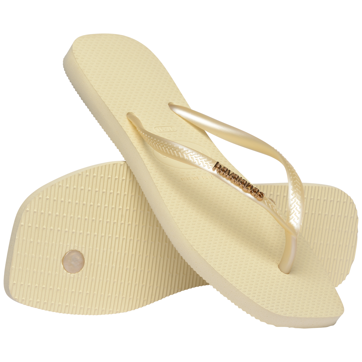 Slim Square Logo Metallic Flip Flop