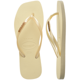 Slim Square Logo Metallic Flip Flop