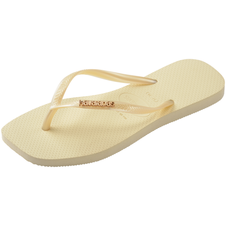 Slim Square Logo Metallic Flip Flop