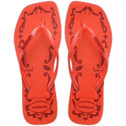 Slim Square Logo Metallic Flip Flops