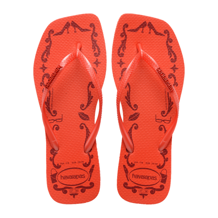 Slim Square Logo Metallic Flip Flops