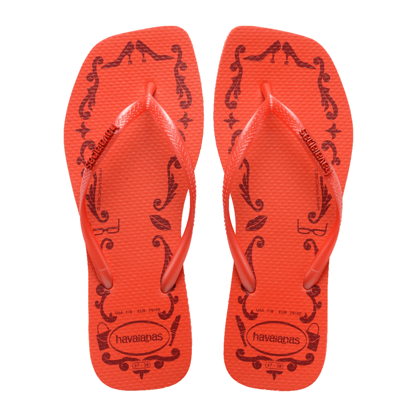 Slim Square Logo Metallic Flip Flops