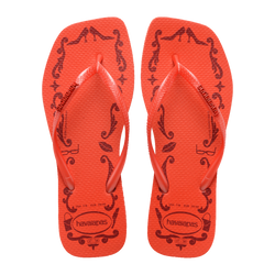 Slim Square Logo Metallic Flip Flops