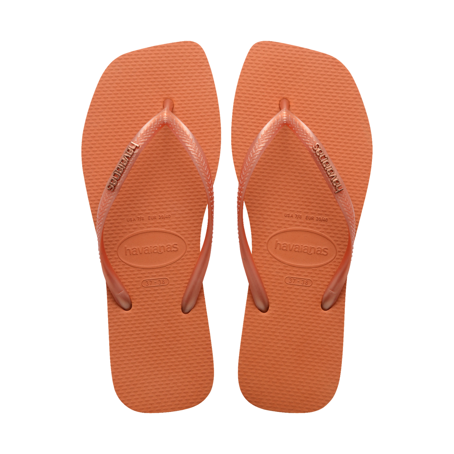 Slim Square Logo Metallic Flip Flops