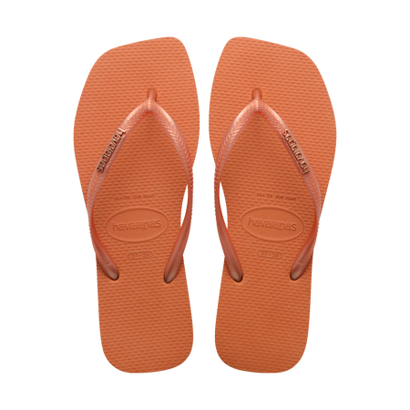 Slim Square Logo Metallic Flip Flops