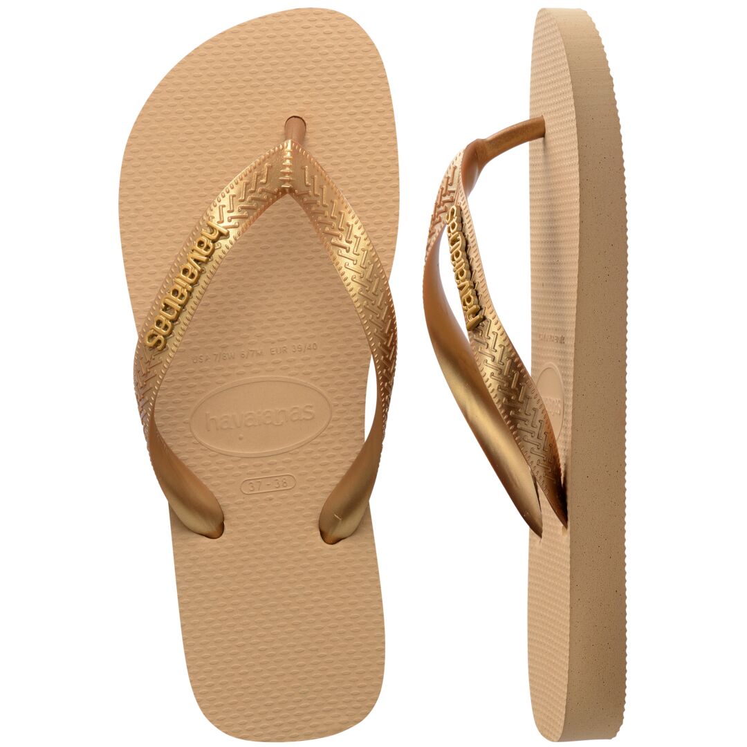 Top Logo Metallic Flip Flops
