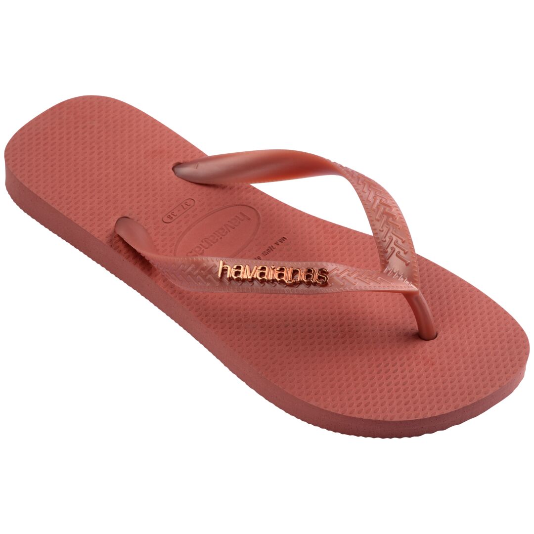 Top Logo Metallic Flip Flops