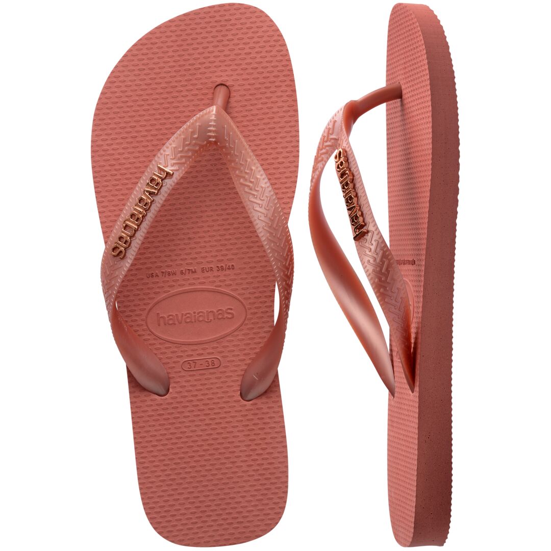 Top Logo Metallic Flip Flops
