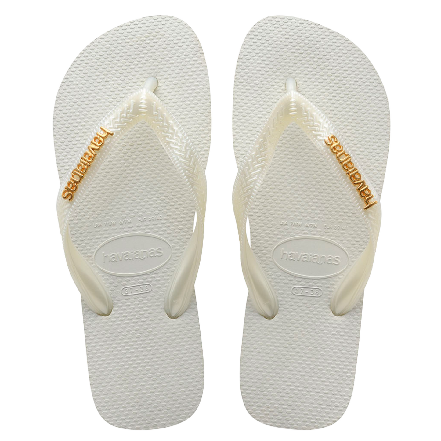 Top Logo Metallic Flip Flops