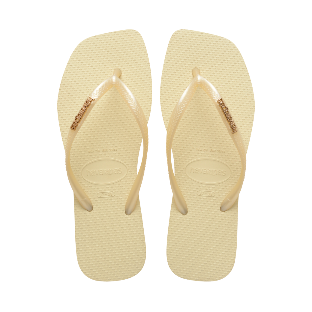 Slim Square Logo Metallic Flip Flop